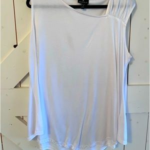 Sleeveless tank with rouched shoulder